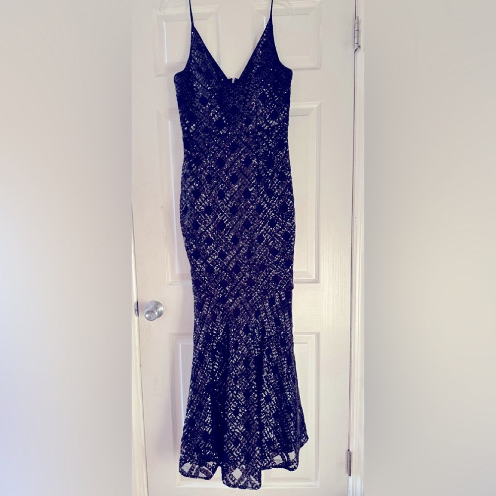 Aliza J Beautiful sequin, black gown,